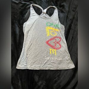 Gray Tank Top with Colorful Jamaica Print